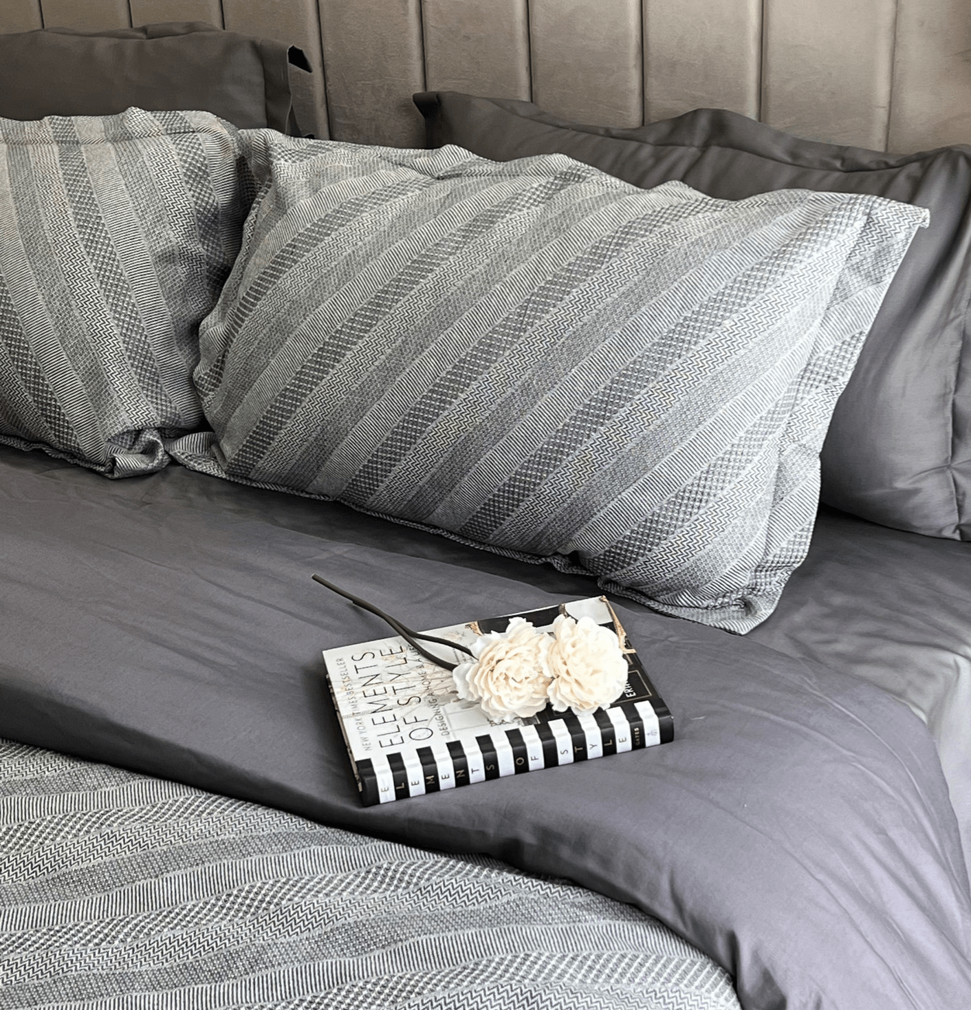 Sadyaska Pointed Twill Grey Woven 1 Pcs Duvet Cover Set