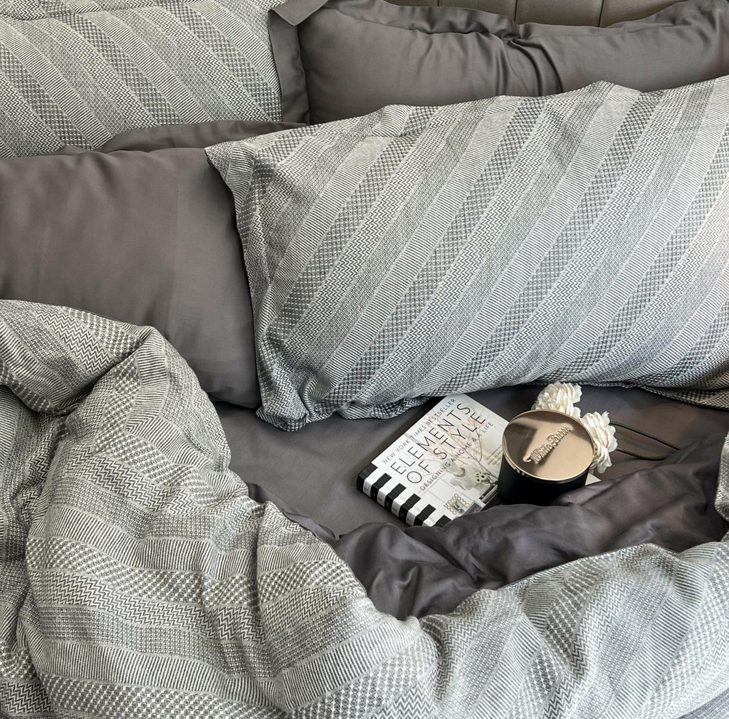 Sadyaska Pointed Twill Grey Woven 1 Pcs Duvet Cover Set