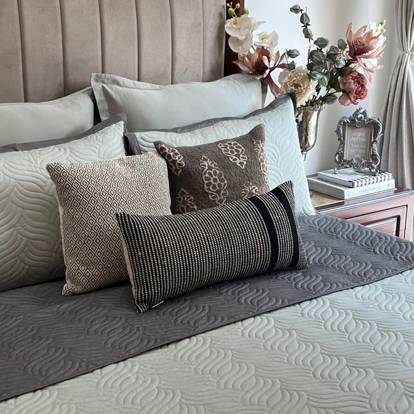 Sadyaska Quilted Sage Green and Grey Comber Reversible 1 Pcs Bedspread