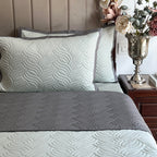 Sadyaska Quilted Sage Green and Grey Comber Reversible 1 Pcs Bedspread