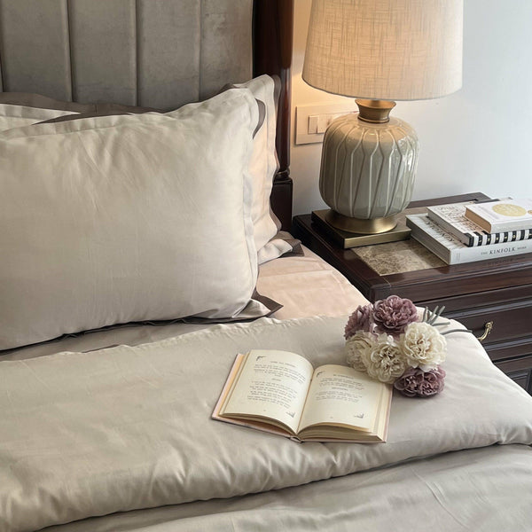 Sadyaska Oats Beige and Taupe Duplex 1 Pcs Duvet Cover Set