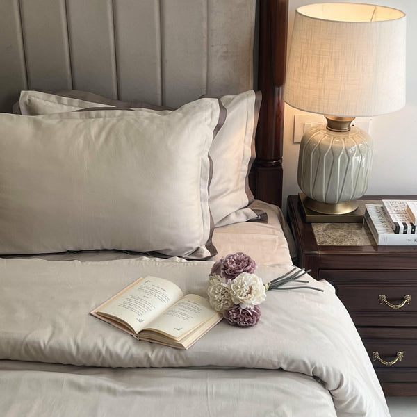 Sadyaska Oats Beige and Taupe Duplex 1 Pcs Duvet Cover Set