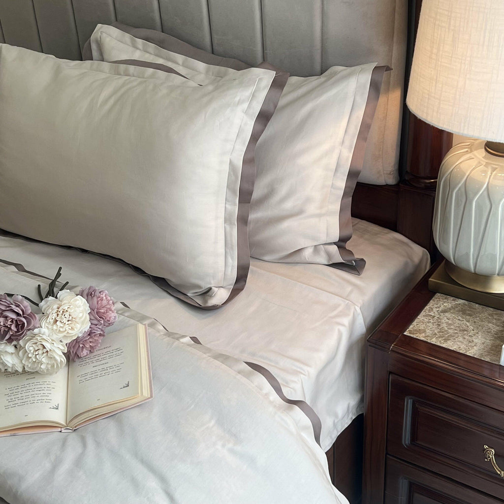 Sadyaska Oats Beige and Taupe Duplex 1 Pcs Duvet Cover Set