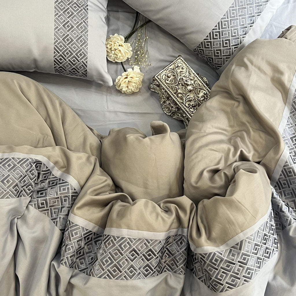 Sadyaska Squarish Smoke Blue Silver Dreams 1 Pcs Duvet Cover Set