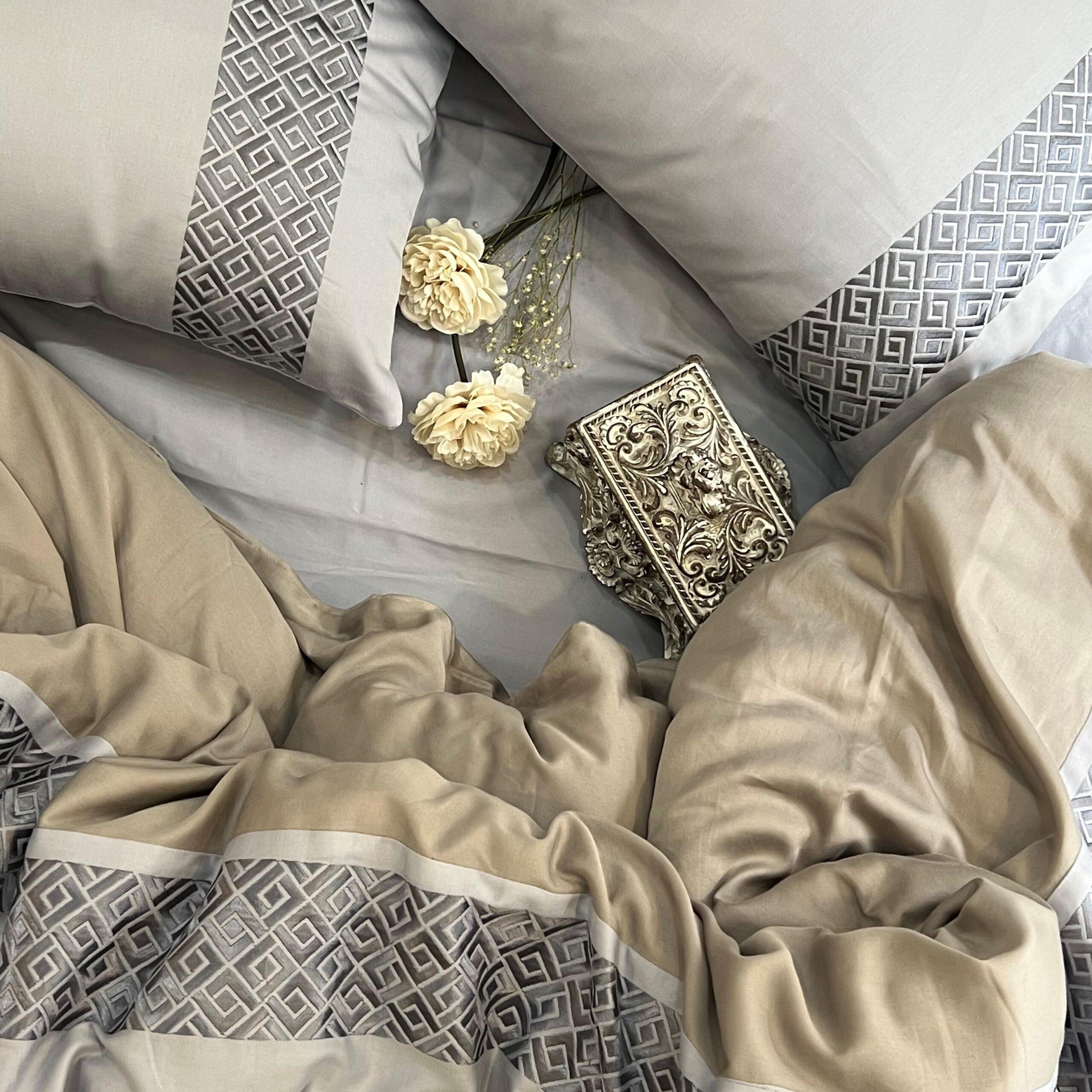 Sadyaska Squarish Smoke Blue Silver Dreams 1 Pcs Duvet Cover Set