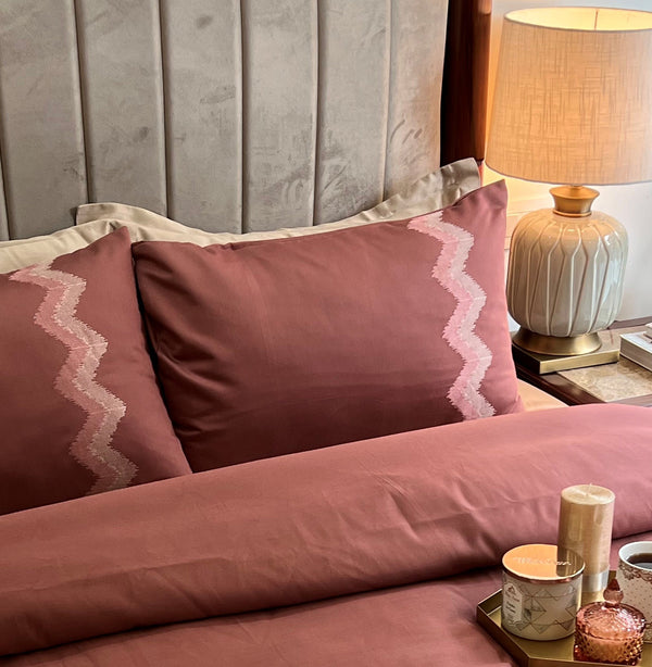 Sadyaska Crest Blush 1000TC Cotton Rich Syona Set 5 Pcs Bedsheet