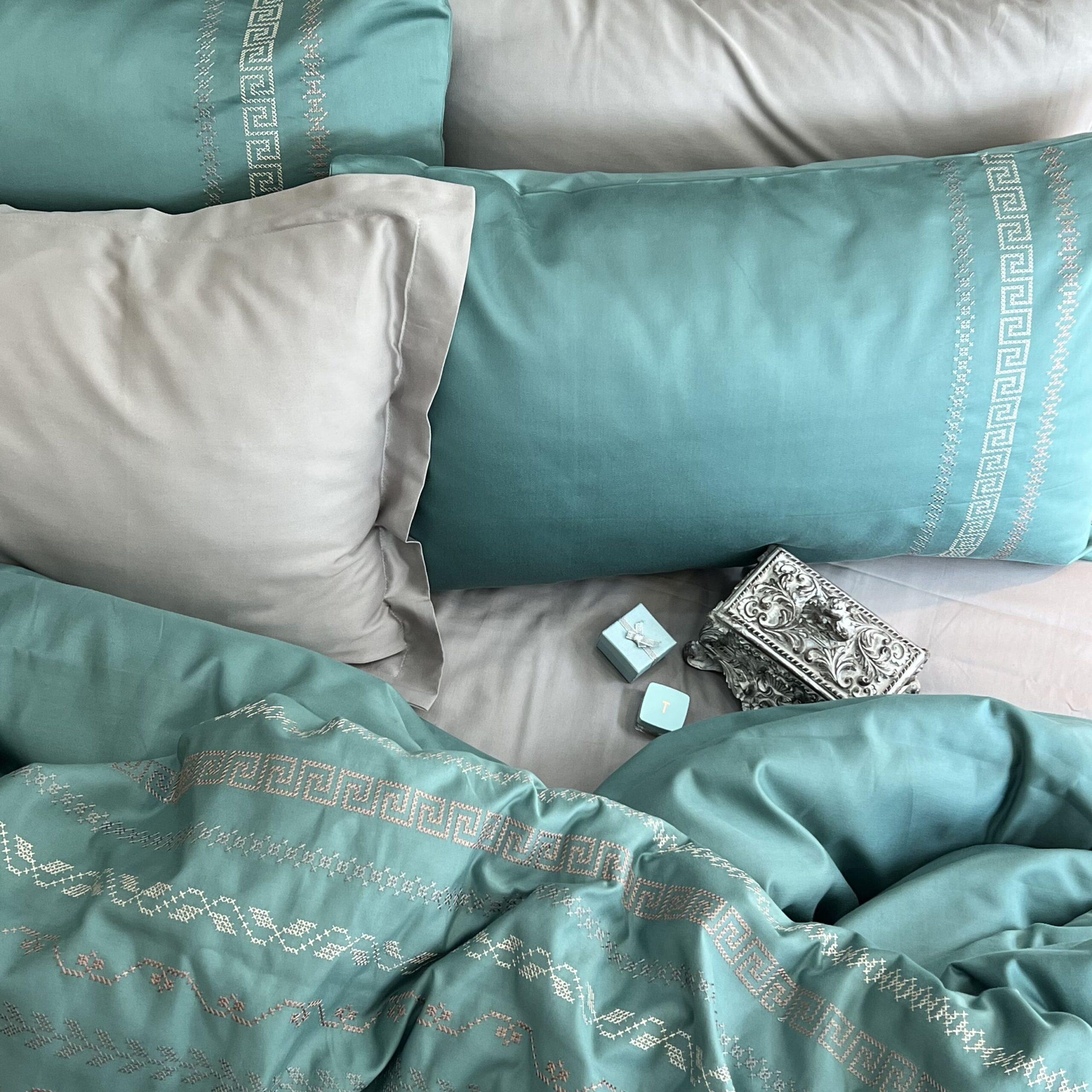 Sadyaska Lucas Turquoise Syona 1 Pcs Duvet Cover Set