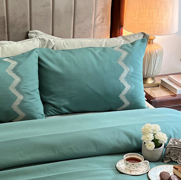 Sadyaska 1000TC Cotton Rich Crest Turquoise Syona Set 1 Pcs Bedsheet