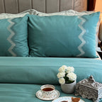 Sadyaska 1000TC Cotton Rich Crest Turquoise Syona Set 1 Pcs Bedsheet