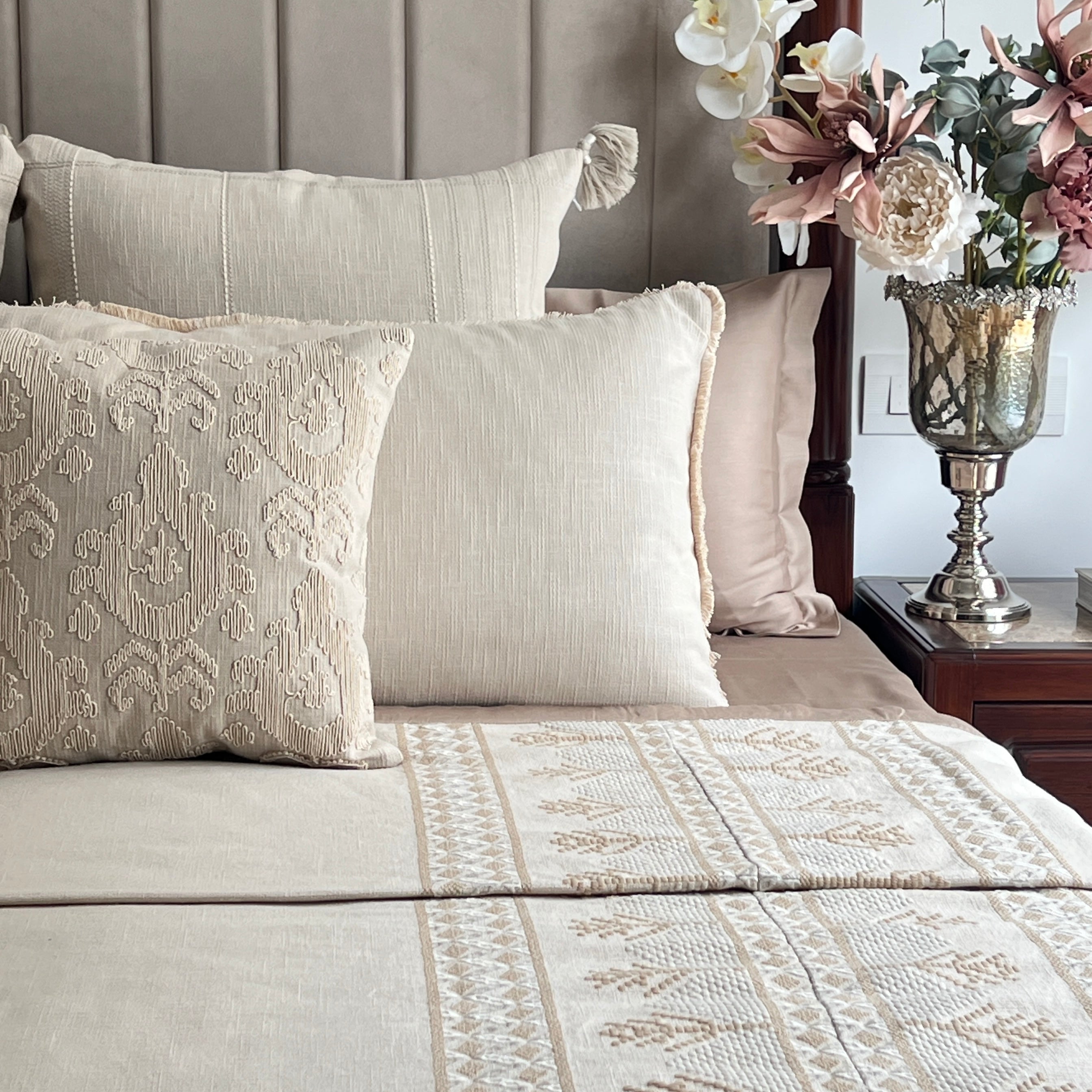 Sadyaska Mirage Beige 10 Pcs Bedding Set