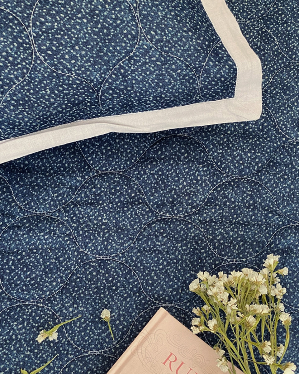 Sadyaska 100% Cotton Attractive Indigo Reversible 1 Pcs Bedspread