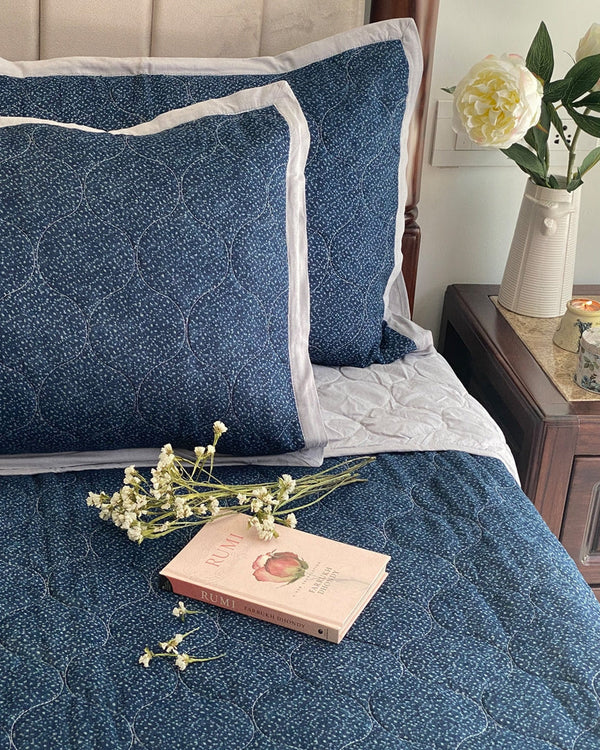 Sadyaska 100% Cotton Attractive Indigo Reversible 1 Pcs Bedspread