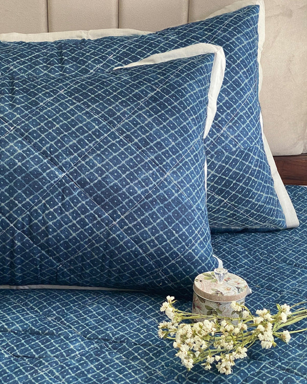 Sadyaska Diamond Pattern Indigo Reversible 1 Pcs Bedspread