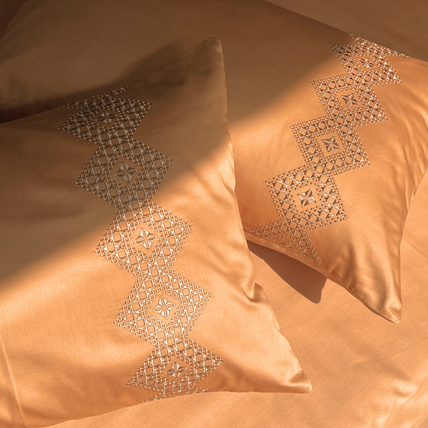 Sadyaska Iris Honey Mustard Embroidered s (Set of 2) 1 Pcs Pillow Cover