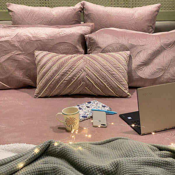 Sadyaska Marina Onion Pink Velvet 1 Pcs Bedspread