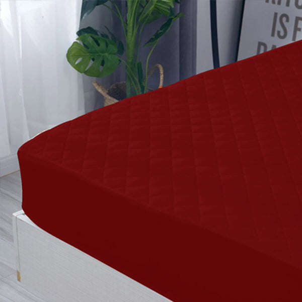Sadyaska Microfibre ed Waterproof Fitted Maroon Mattress Protector 1 Pcs Quilt