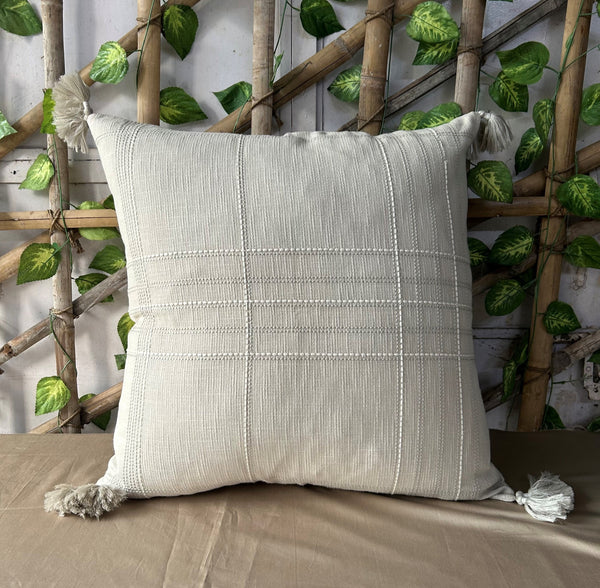Sadyaska Mirage Beige Embroidered Cotton Slub 1 Pcs Euro Sham