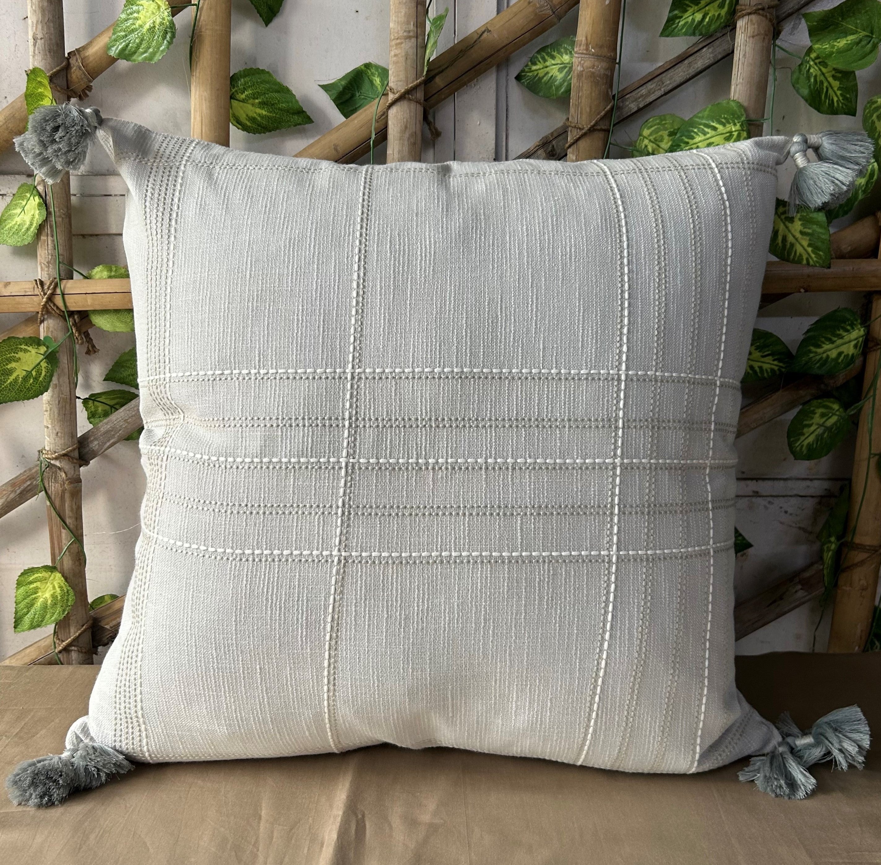 Sadyaska Mirage Grey Embroidered Cotton Slub 1 Pcs Euro Sham