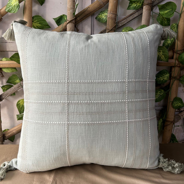 Sadyaska Mirage Sage Green Embroidered Cotton Slub 1 Pcs Euro Sham