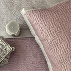 Sadyaska Old Rose and Sandstone Grey Moderne Reversible 1 Pcs Bedspread