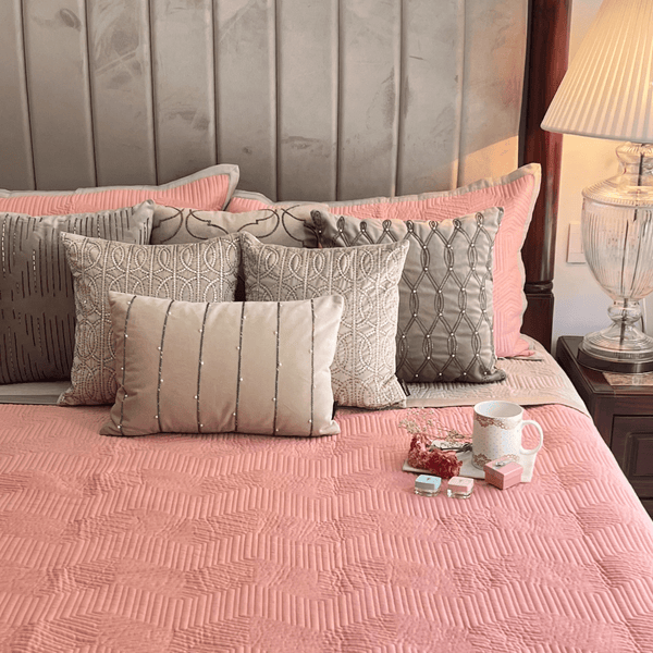 Sadyaska Coral and Beige Mosaic Cotton Trousseau Set 13 Pcs Product