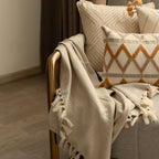 Sadyaska Marbella Clay Woven Throw with s 1 Pcs Cushion Cover