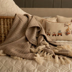 Sadyaska Marbella Latte Woven Throw with s 1 Pcs Euro Sham