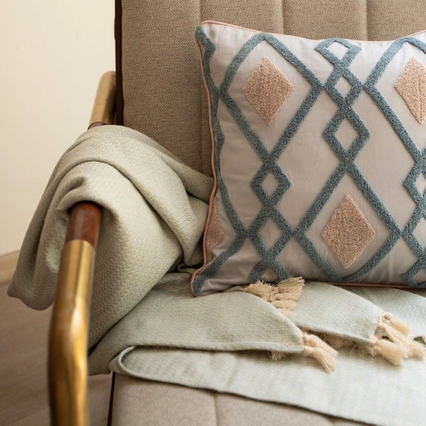 Sadyaska Marbella Mist Woven Throw with s 1 Pcs Euro Sham