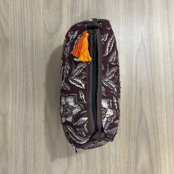 Sadyaska Brown Printed Cotton Medium Size ed Wedding Jewelry Pouch / Cosmetic / Make Up Case Multifunction Storage 1 Pcs Quilt