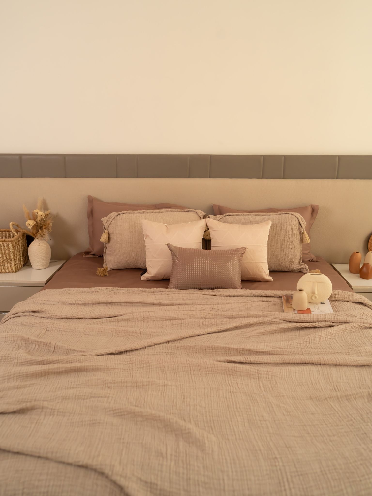 Sadyaska Meraki Beige Woven 1 Pcs Bedspread