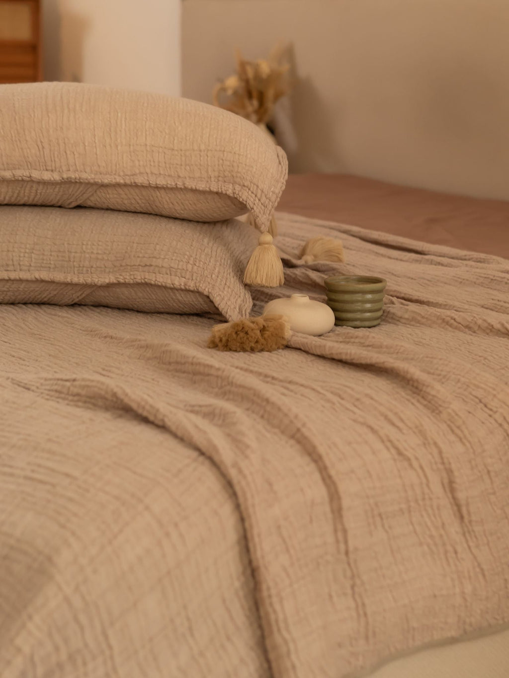 Sadyaska Beige Meraki Cotton Woven Bedding Gift Set 10 Pcs Product