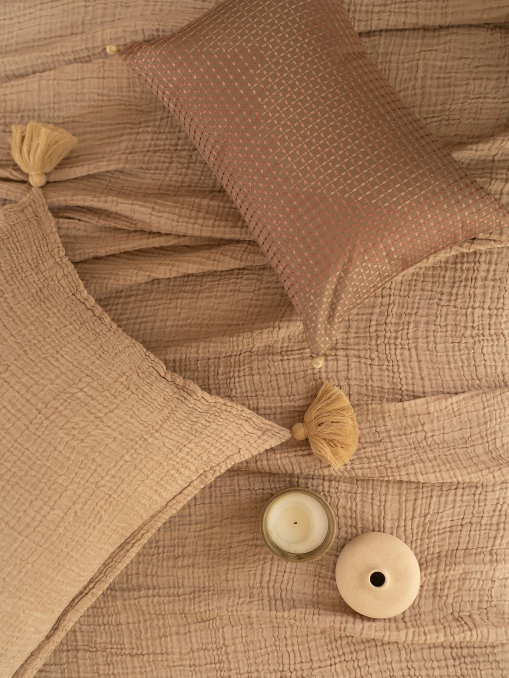 Sadyaska Meraki Beige Woven 1 Pcs Bedspread