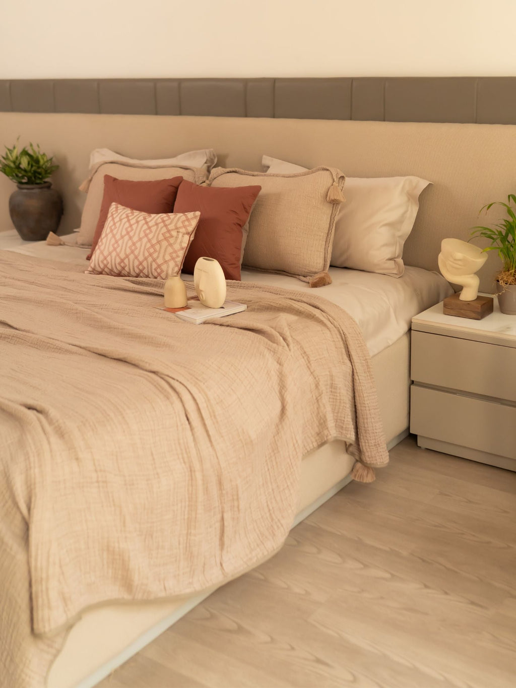 Sadyaska Meraki Buff Woven 1 Pcs Bedspread