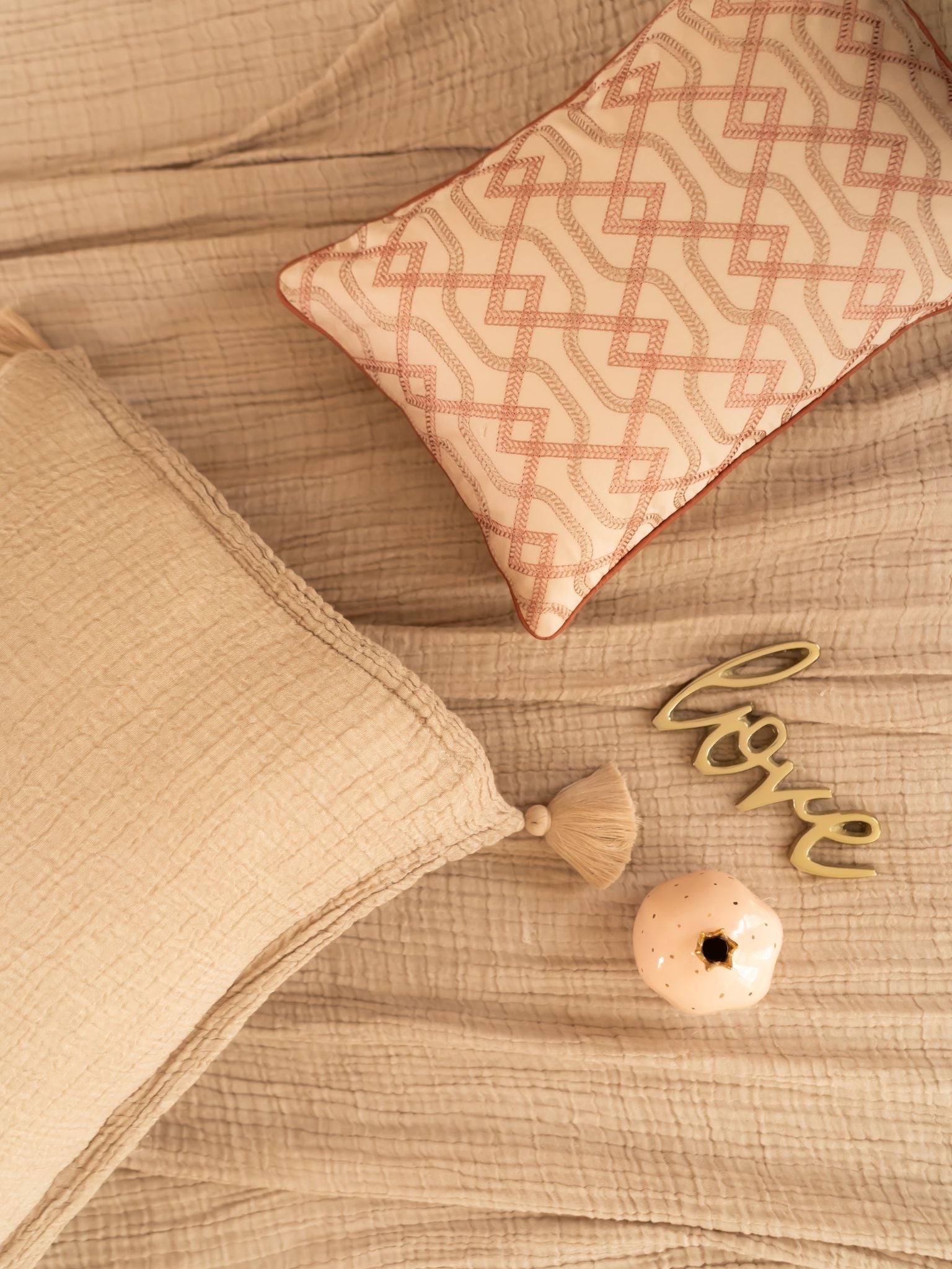 Sadyaska Meraki Buff Woven 1 Pcs Bedspread