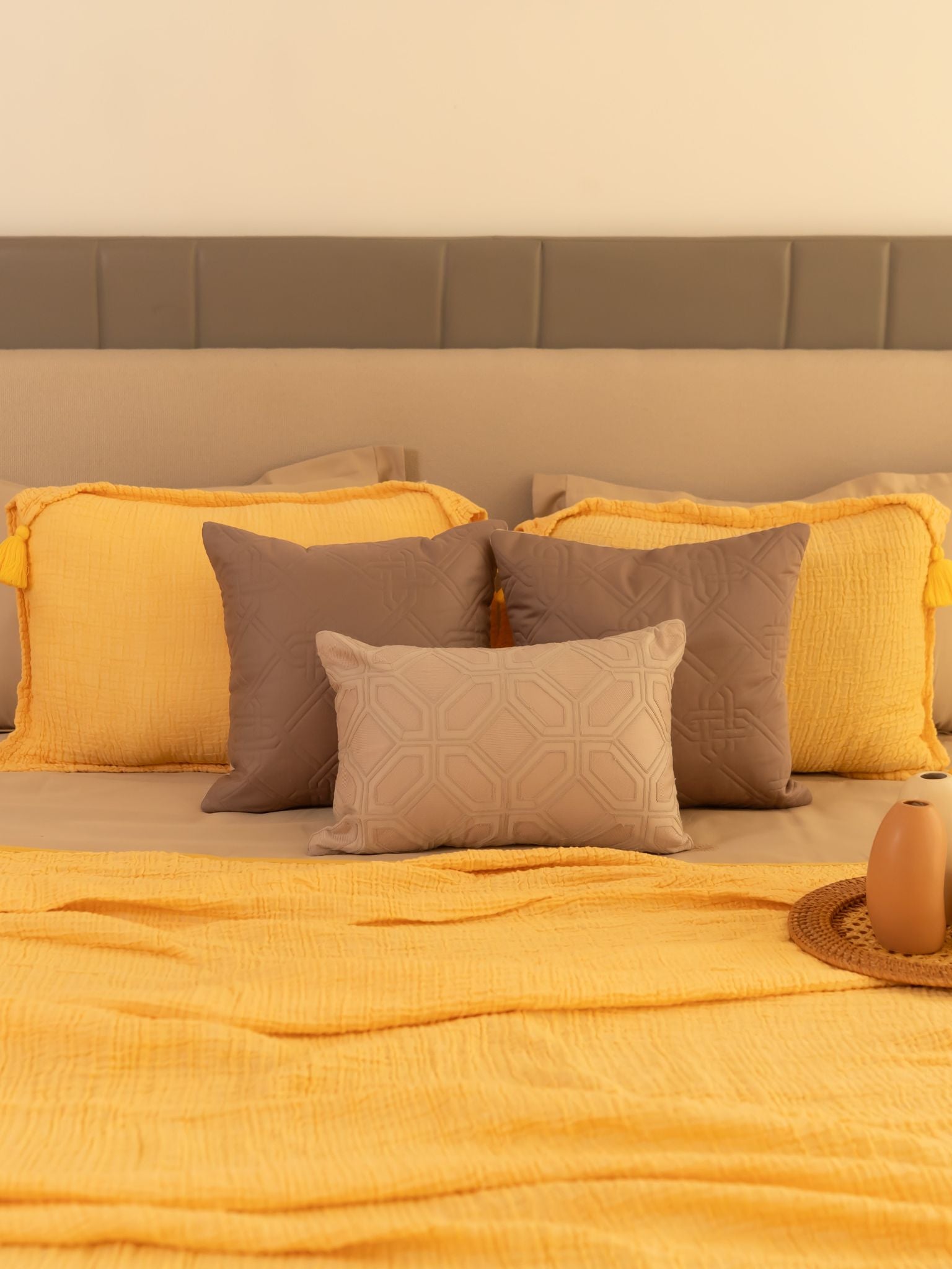 Sadyaska Buttercup Yellow Meraki Cotton Woven Bedding Gift Set 10 Pcs Product