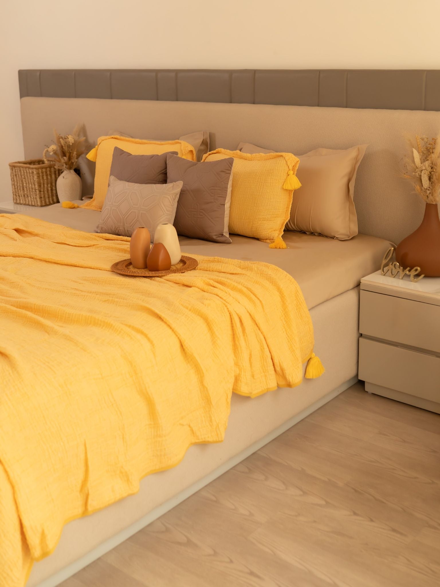 Sadyaska Meraki Buttercup Yellow Woven 1 Pcs Bedspread