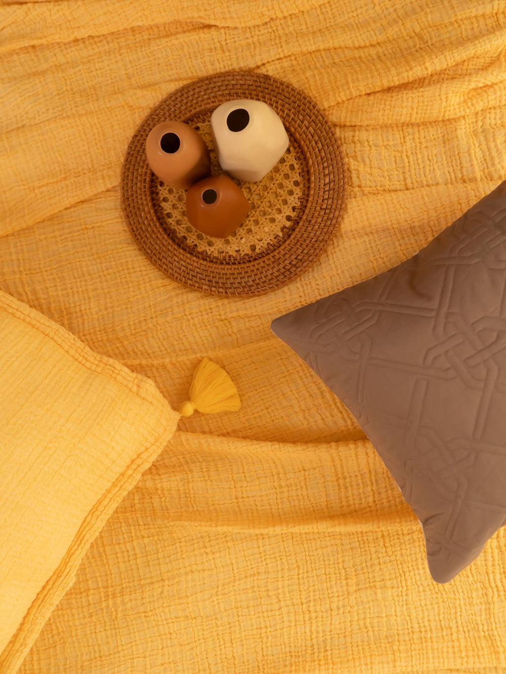 Sadyaska Buttercup Yellow Meraki Cotton Woven Bedding Gift Set 10 Pcs Product