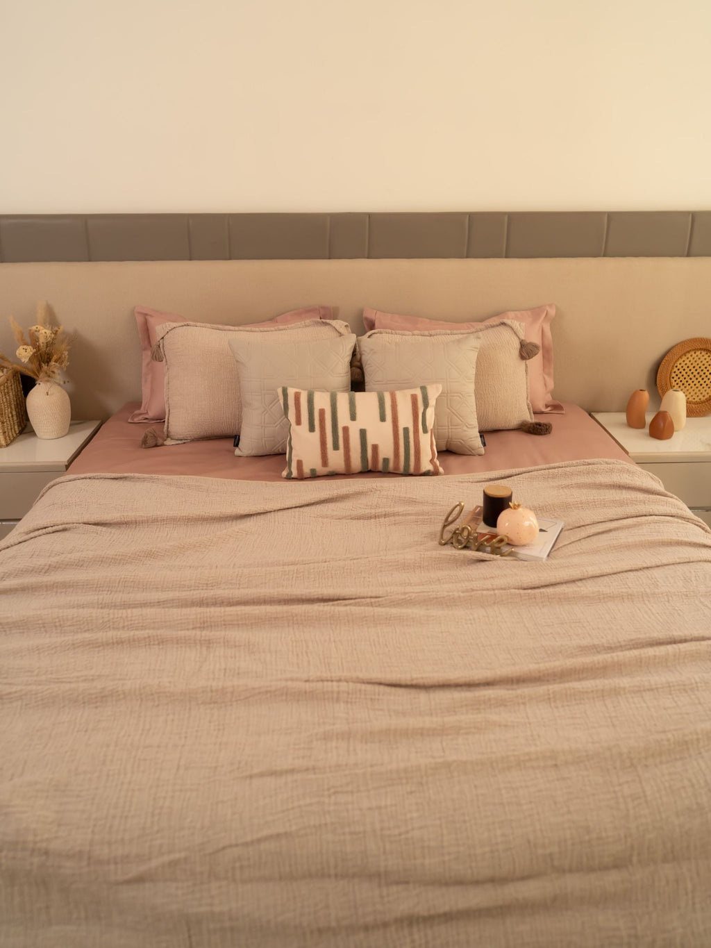 Sadyaska Greige Meraki Cotton Woven Bedding Gift Set 10 Pcs Product