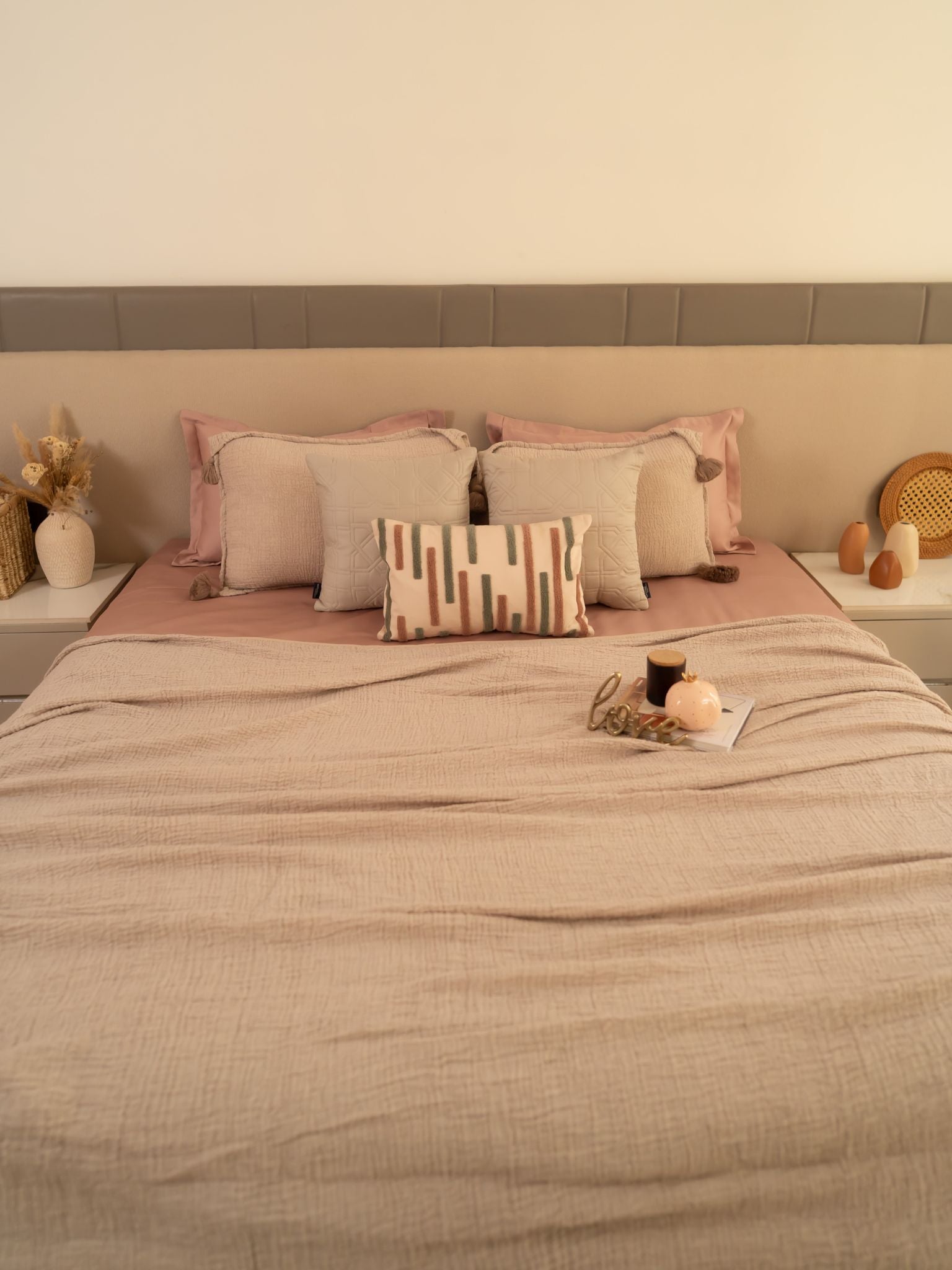 Sadyaska Greige Meraki Cotton Woven Bedding Gift Set 10 Pcs Product