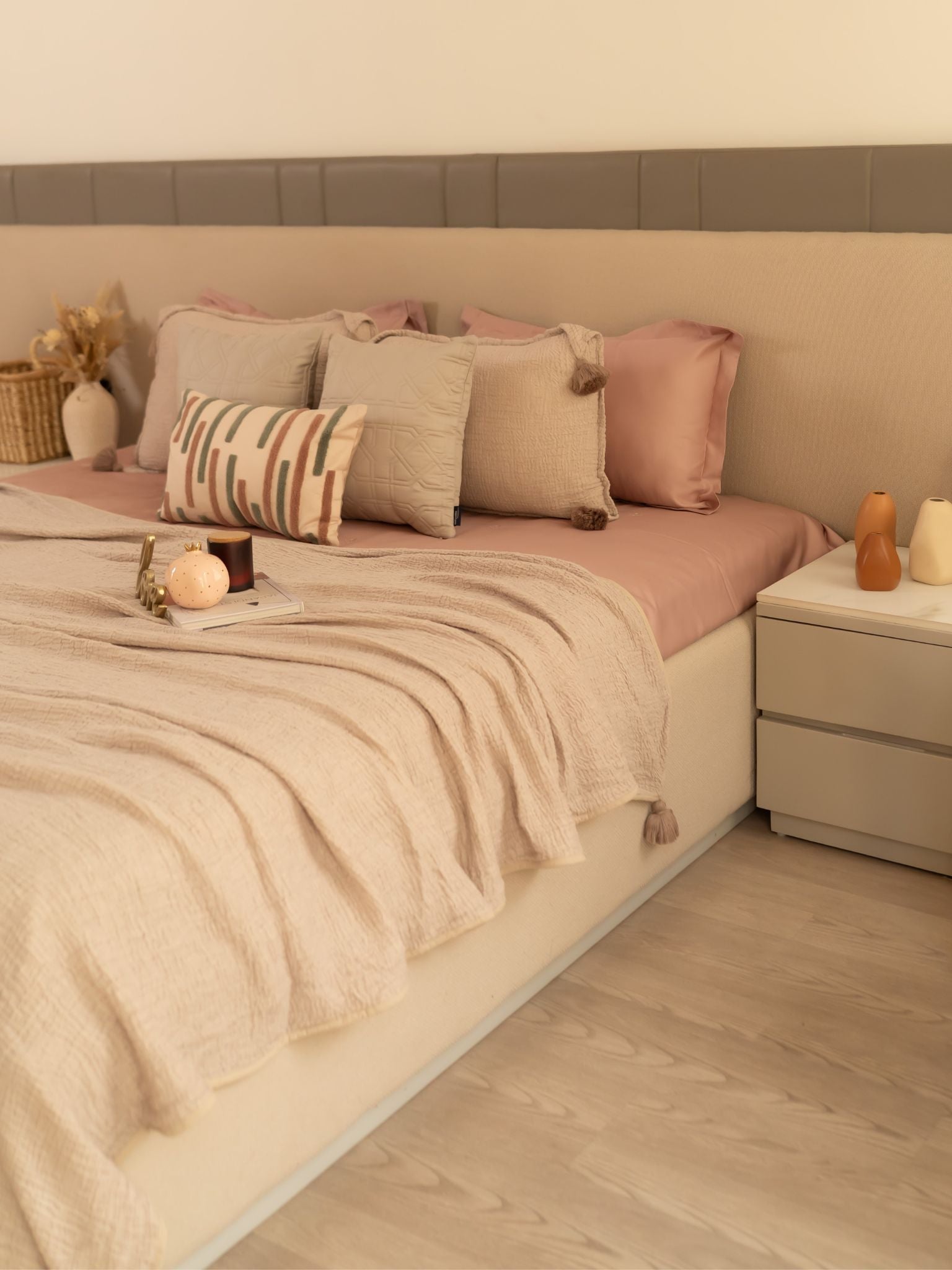 Sadyaska Greige Meraki Cotton Woven Bedding Gift Set 10 Pcs Product