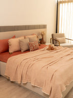 Sadyaska Meraki Peach Woven 1 Pcs Bedspread