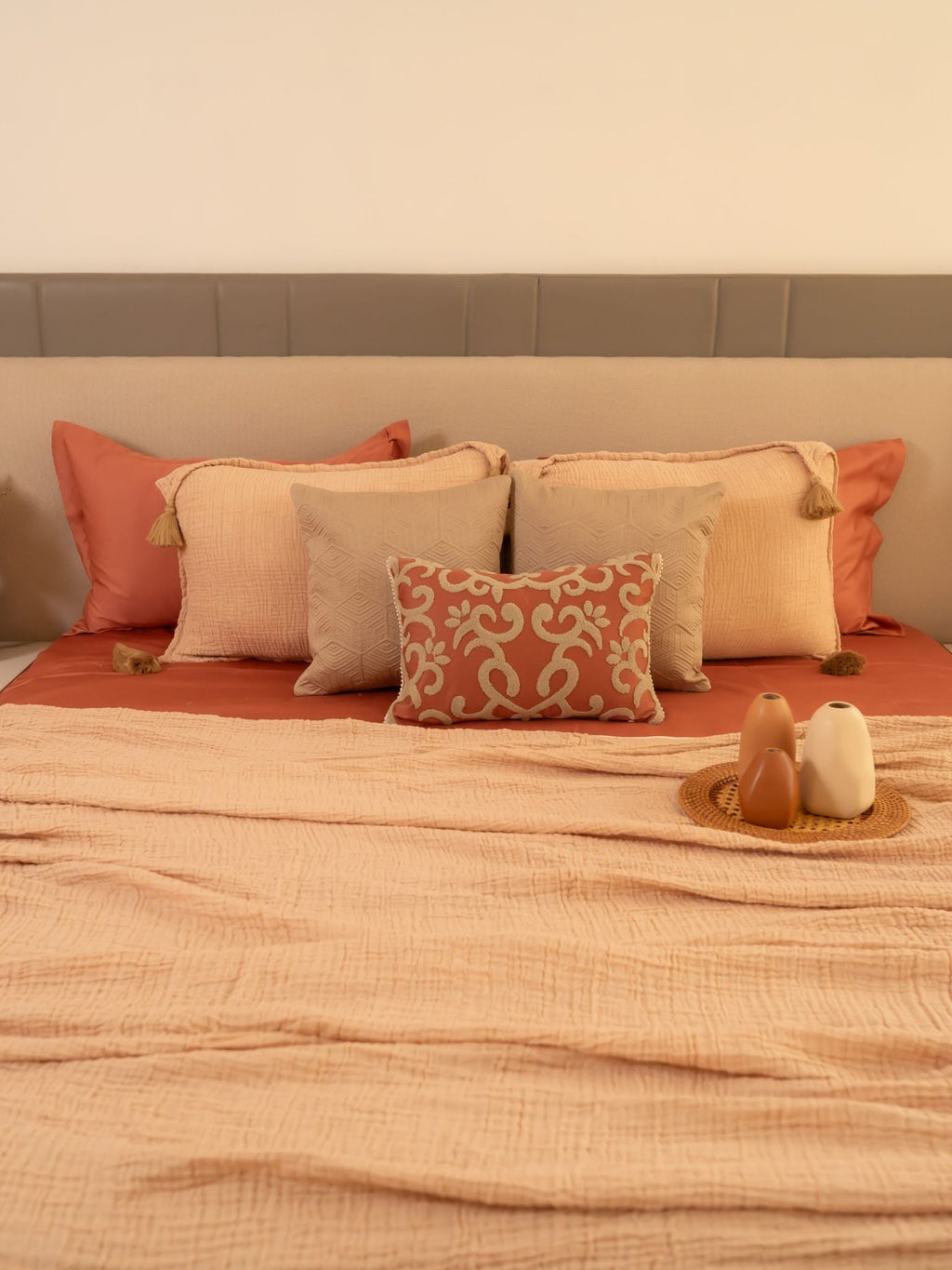 Sadyaska Meraki Peach Woven 1 Pcs Bedspread