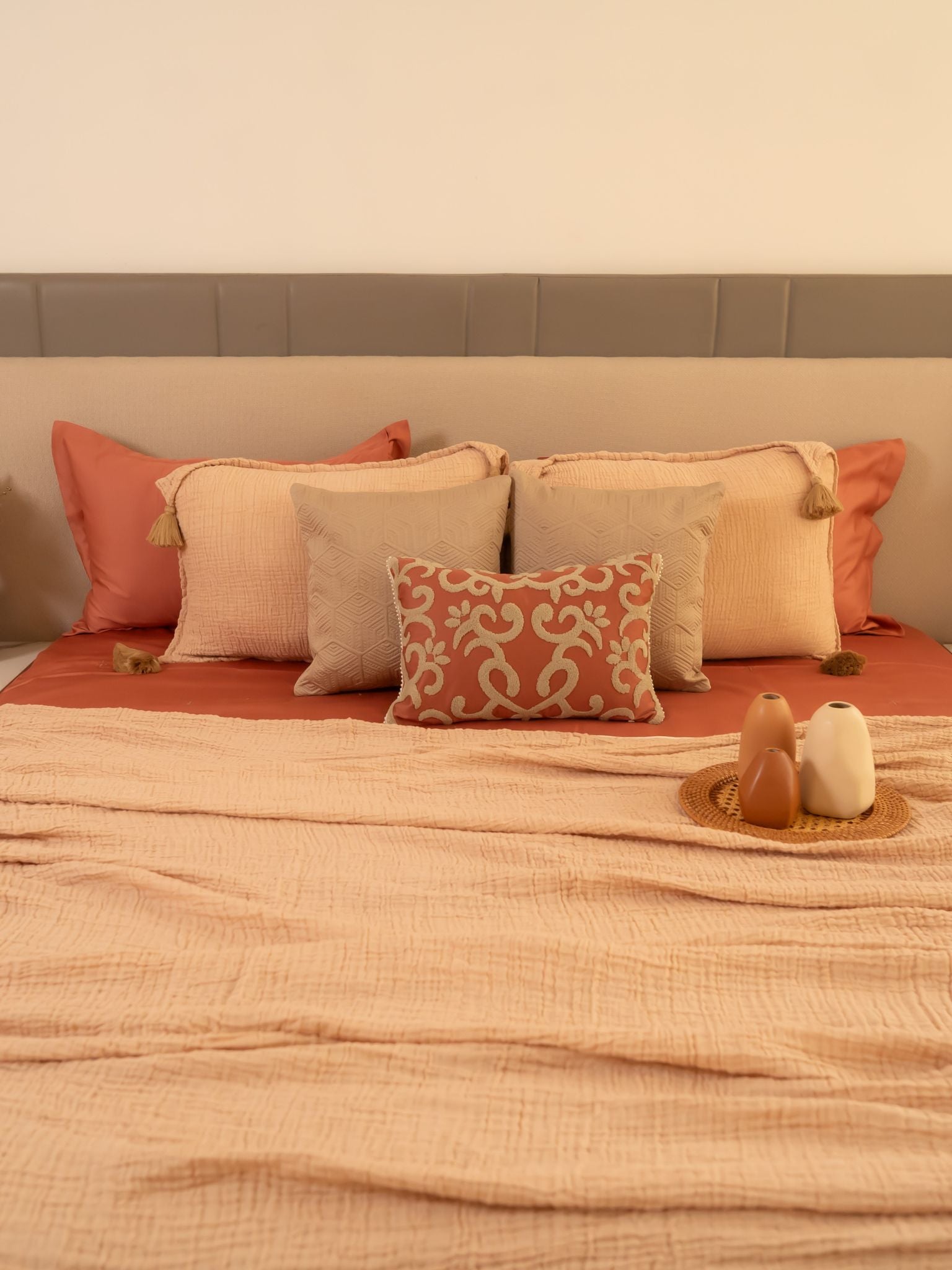 Sadyaska Meraki Peach Woven 1 Pcs Bedspread