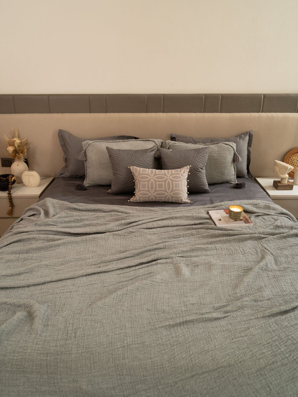 Sadyaska Meraki Slate Woven 1 Pcs Bedspread
