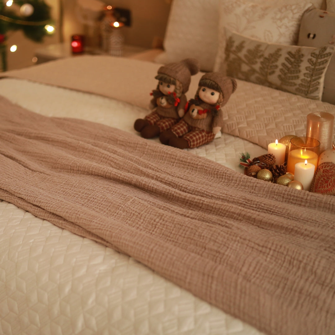 Sadyaska Meraki Beige Woven 1 Pcs Bedspread
