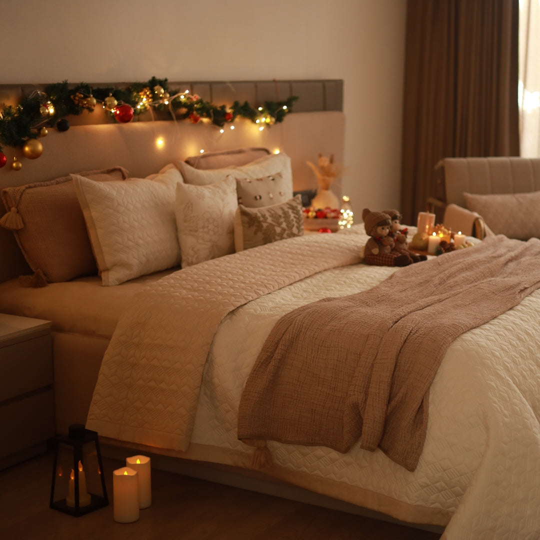 Sadyaska Meraki Beige Woven 1 Pcs Bedspread