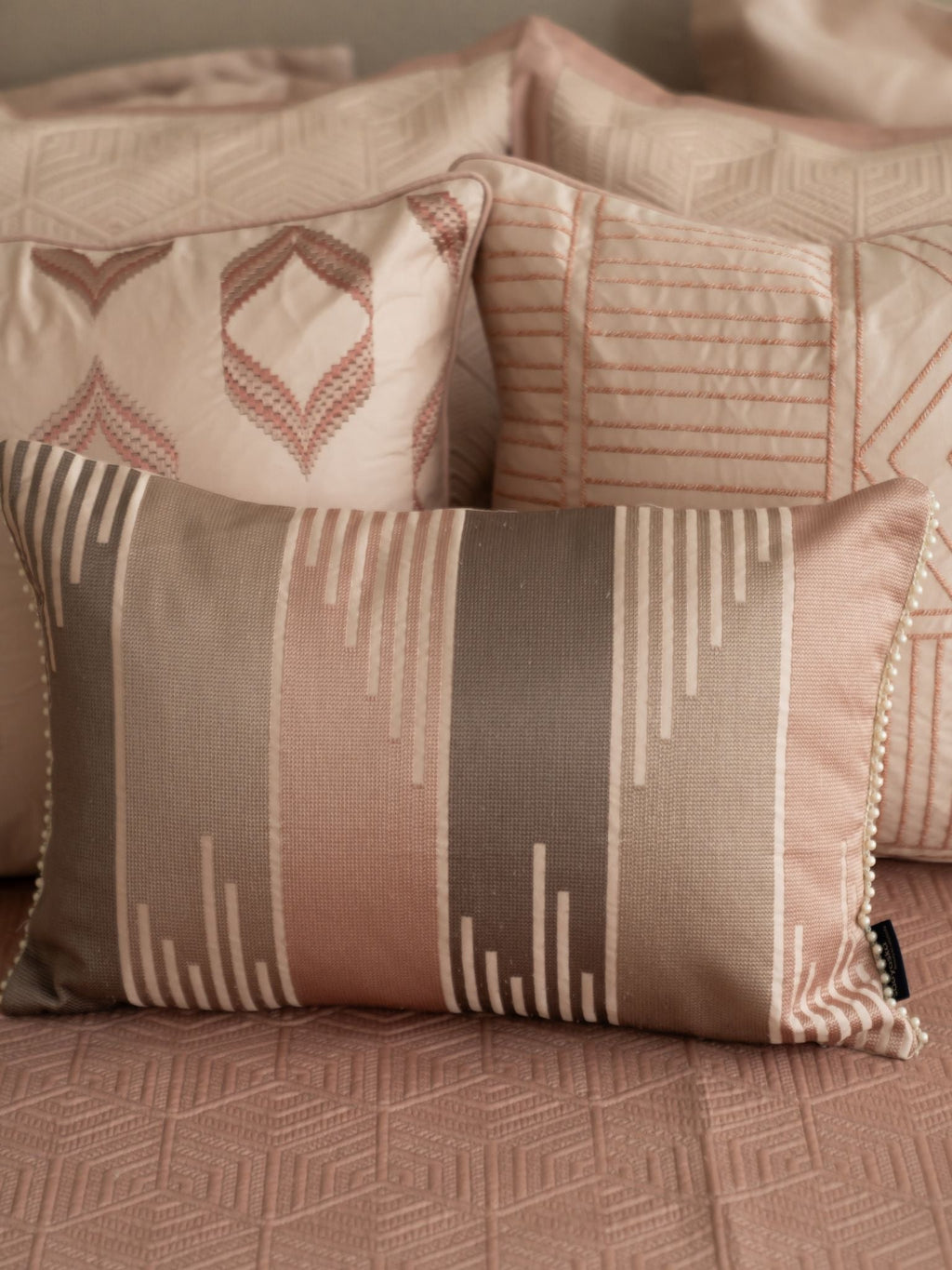 Sadyaska Skyline Cotton Embroidered Buff 12" X 18" 1 Pcs Cushion Cover