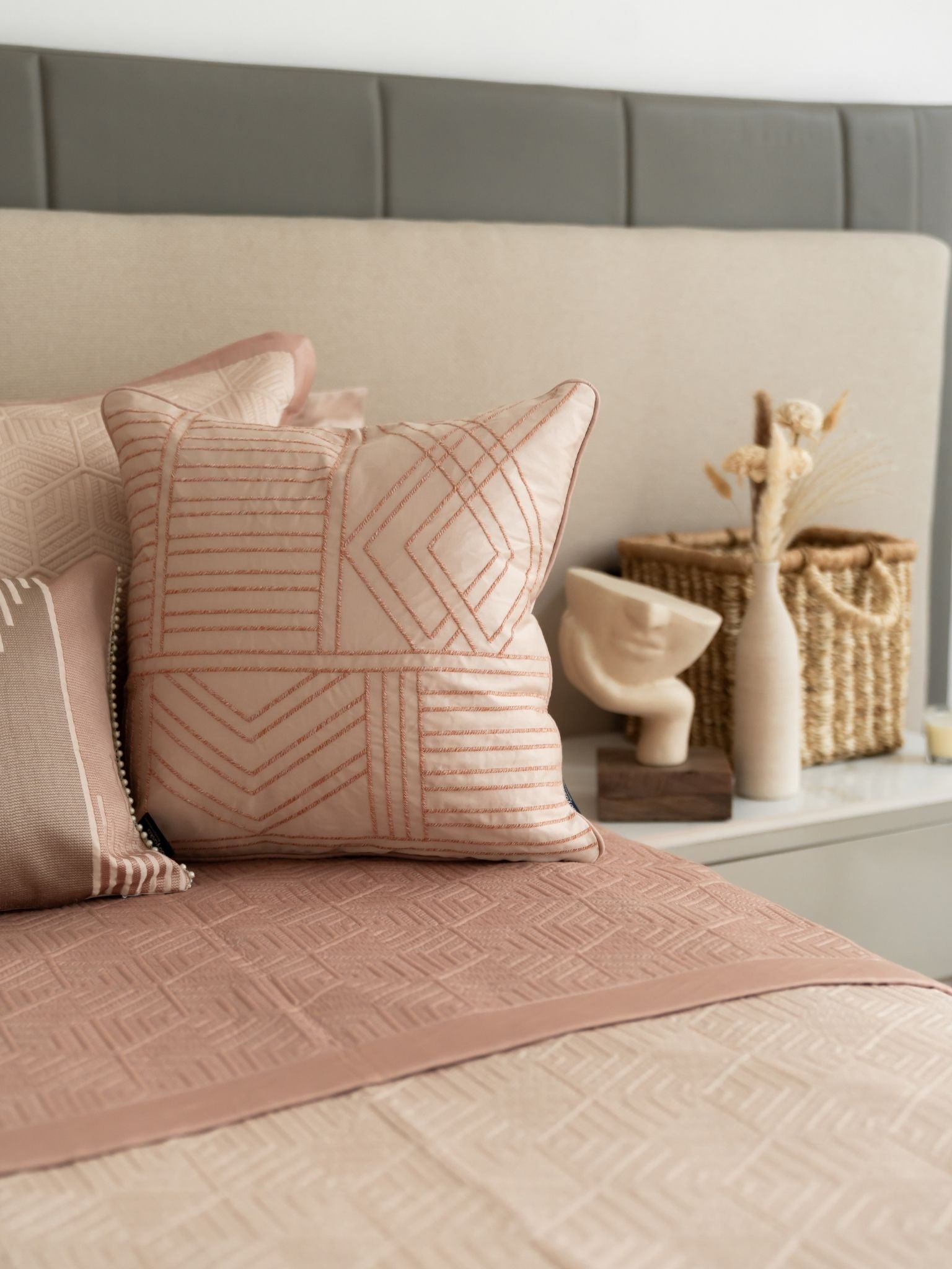 Sadyaska Altima Cotton Embroidered Buff 16" X 16" 1 Pcs Cushion Cover