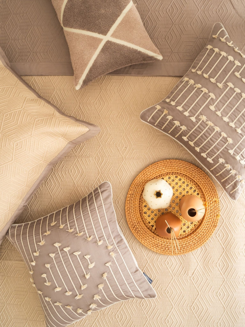 Sadyaska Mirth Sand and Taupe 300TC Cotton 10 Pcs Bedding Set