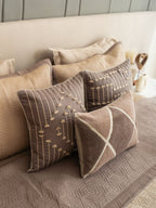 Sadyaska Cairo Cotton Embroidered Taupe 16" X 16" 1 Pcs Cushion Cover